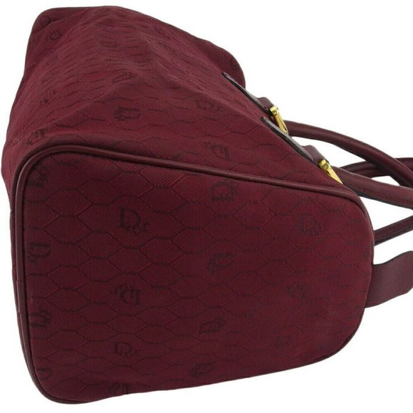 Dior Boston bag honeycomb Bordeaux canvas leather Auth T18715 - Picture 8 of 9